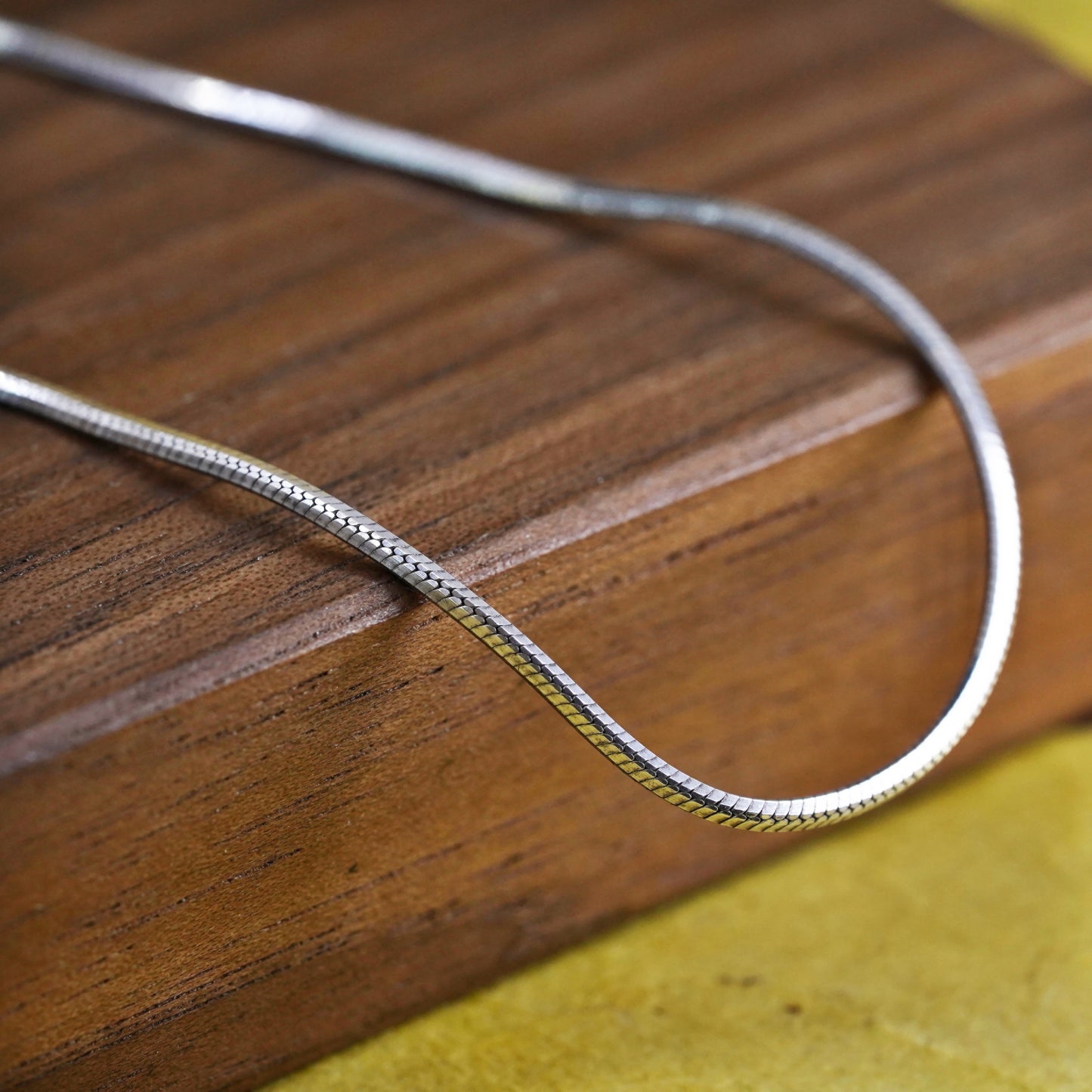 18", 1mm, vintage Sterling silver necklace, Italy 925 square snake chain