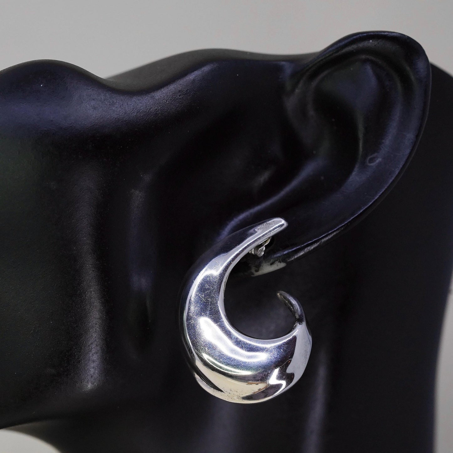 925 Sterling Silver Chunky Swirl Earrings, Bold Studs 14K yellow gold posts
