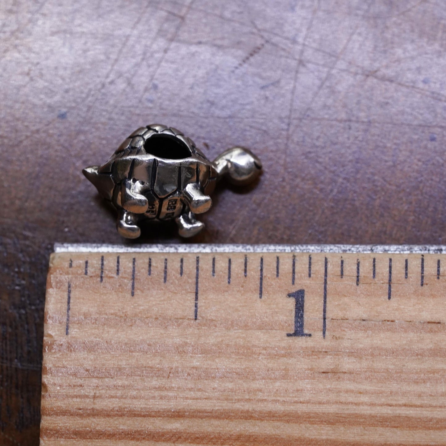 Vintage sterling silver handmade pendant, 925 turtle bead charm