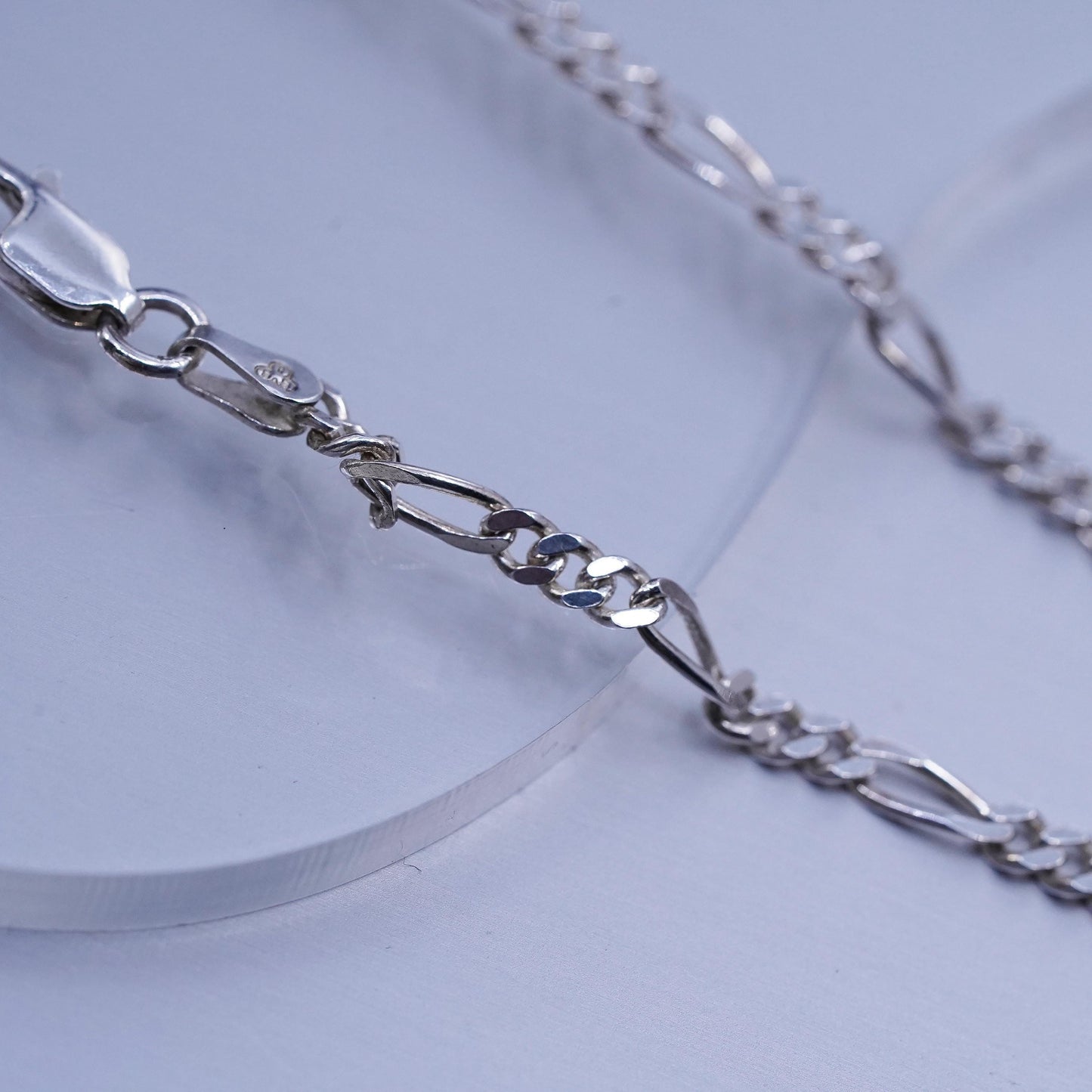 24” 3mm, vintage Romania Sterling 925 silver figaro chain necklace