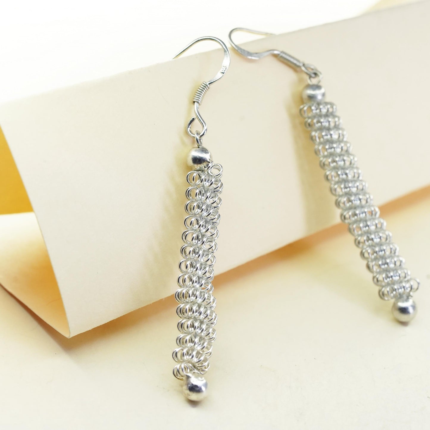 Vintage sterling silver earrings, 925 twisted dangles