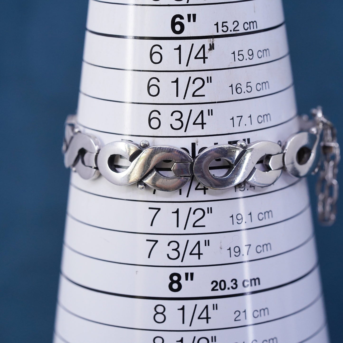 7”, Taxco Mexican Sterling silver bracelet, soild heavy 925 tennis bracelet
