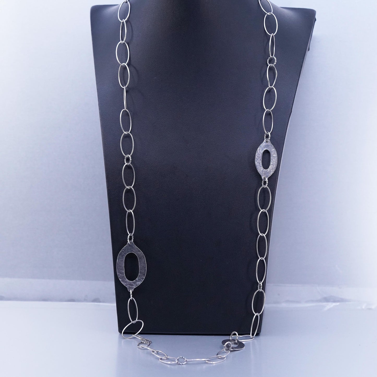 35”, Silpada N1506 925 Sterling Silver Oxidized Hammered extra long Necklace