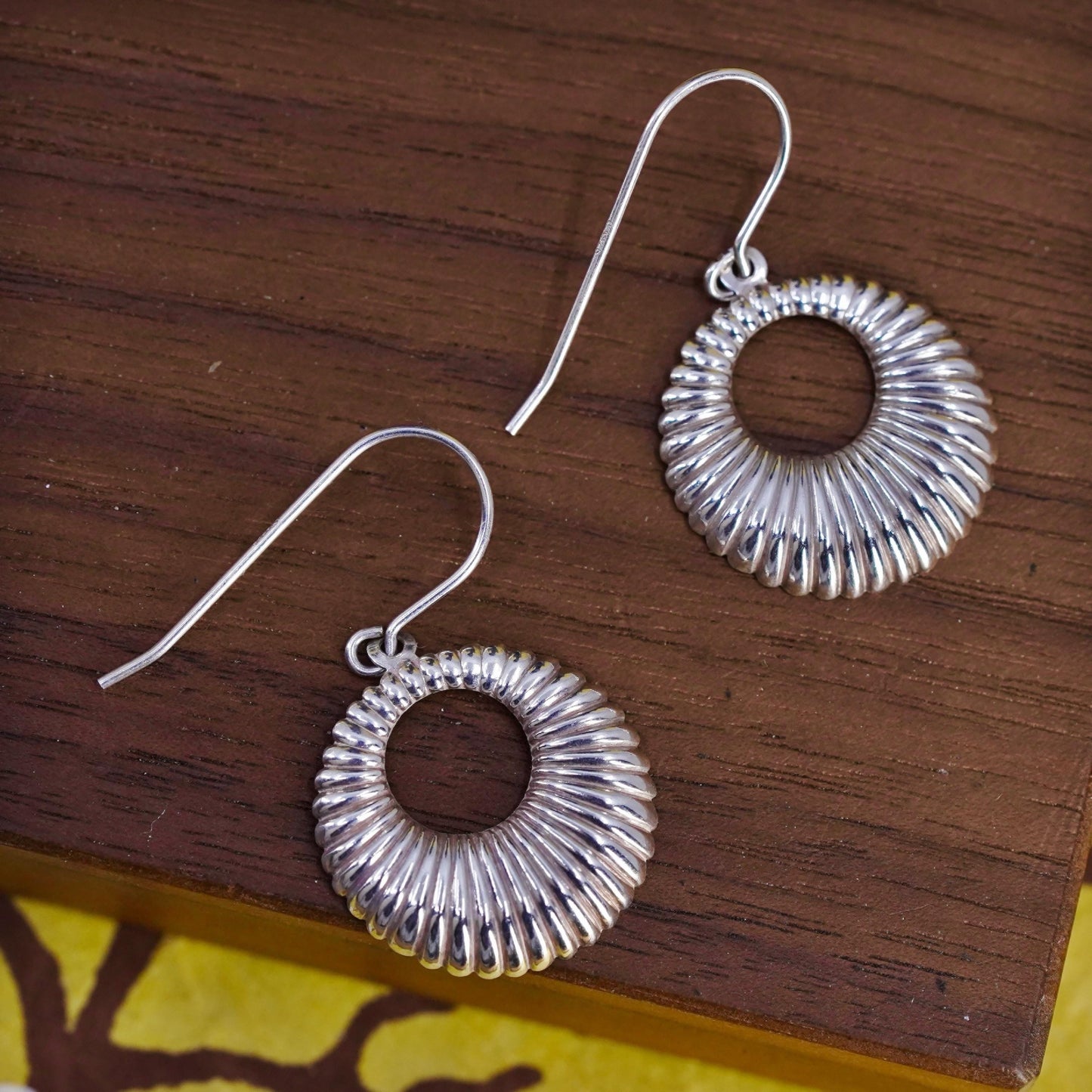 Vintage sterling silver handmade earrings, 925 shell dangles