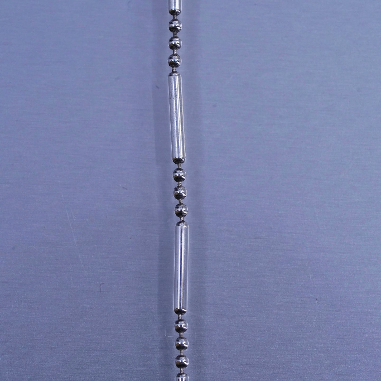 24” 1mm, vintage Italy Sterling 925 silver bar bead chain necklace