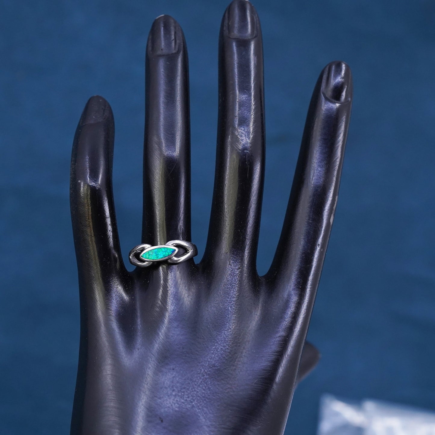 Size 7.75, VTG Sterling Silver Native American opal Ring, ring, 925 band opal