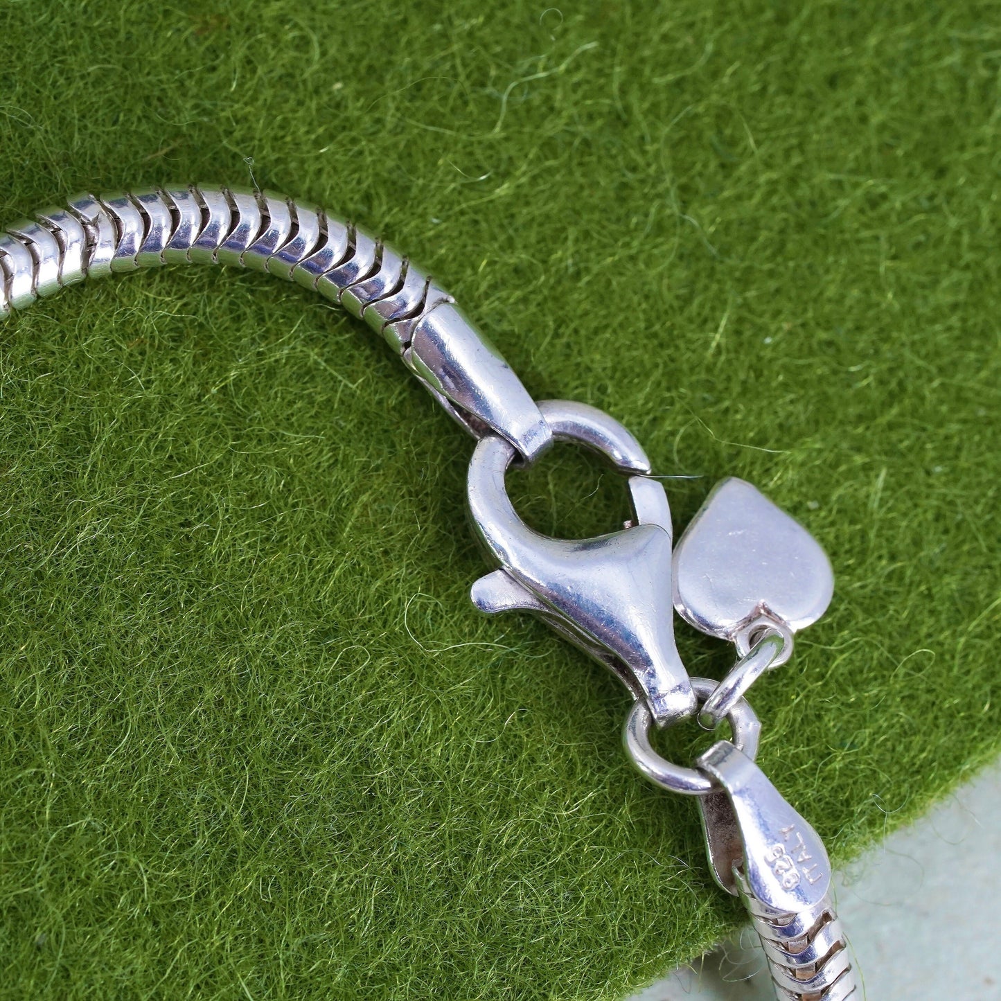 6.5”, vintage Cham sterling silver charm bracelet, 925 snake chain bead charm