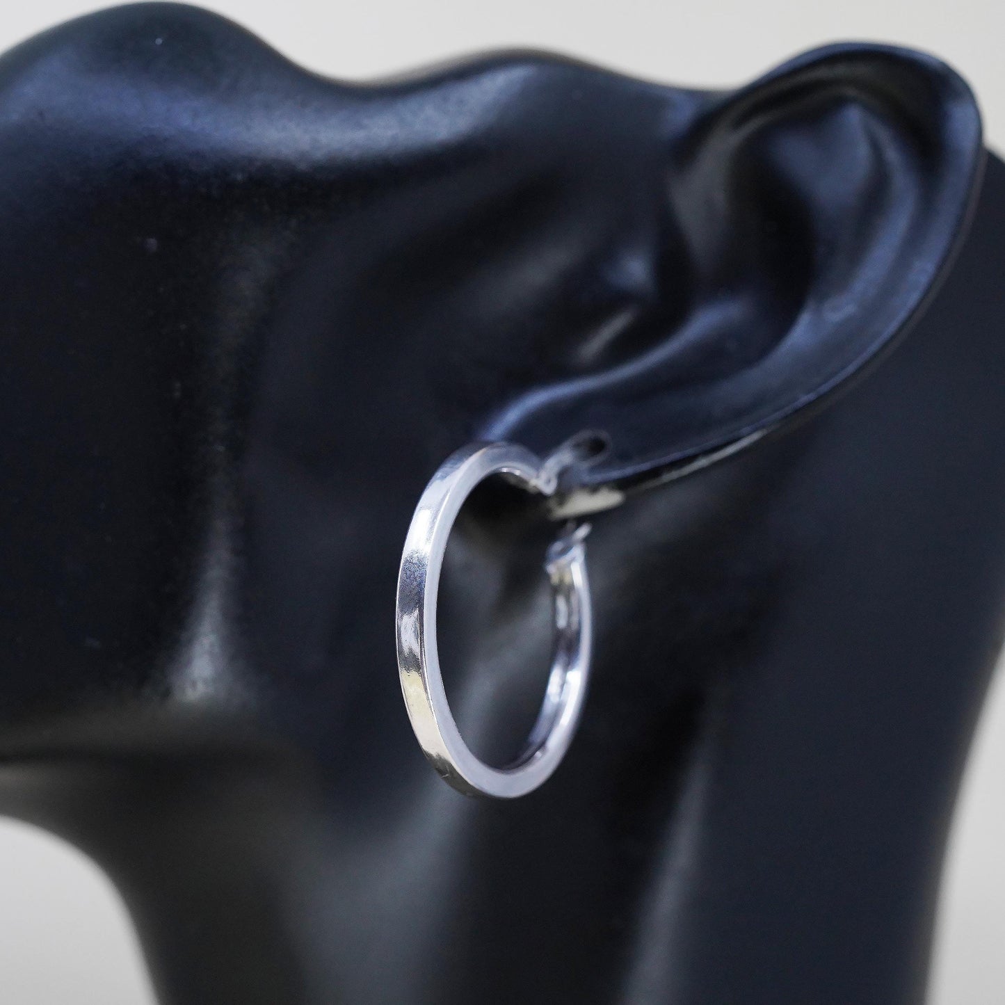 1.25", VTG Italian sterling 925 silver loop earrings, fashion textured hoops