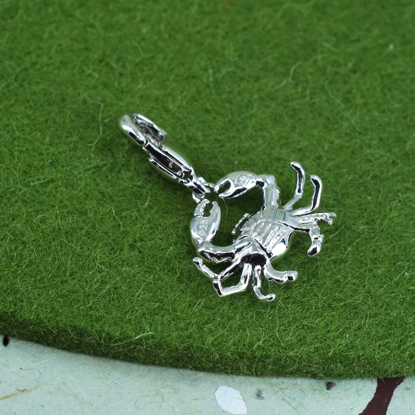 Vintage sterling silver handmade pendant, 925 crab charm