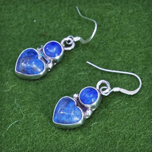 Native American KE sterling silver 925 handmade earrings with heart sodalite