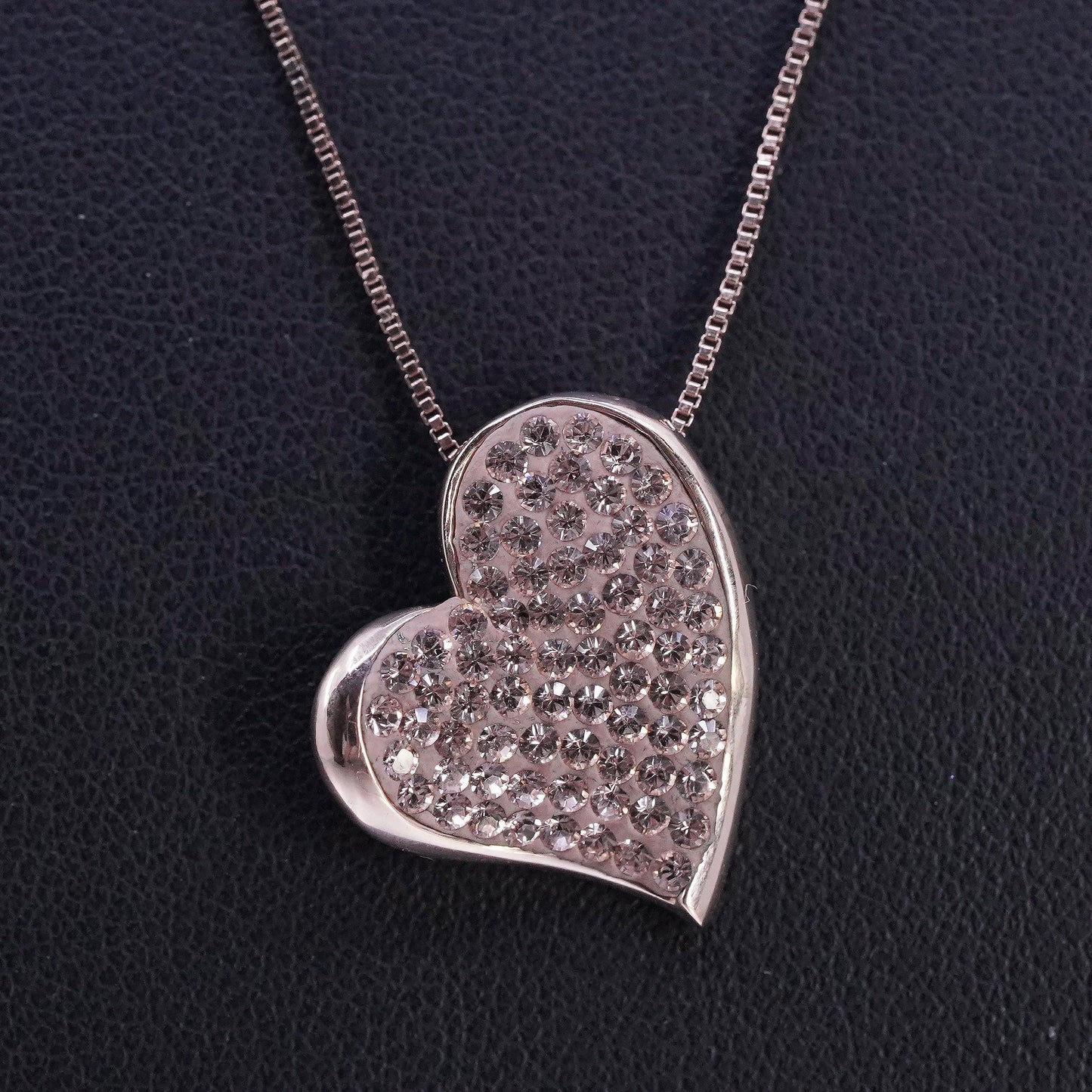 18”, vermeil rose gold Sterling 925 silver necklace cluster cz heart pendant