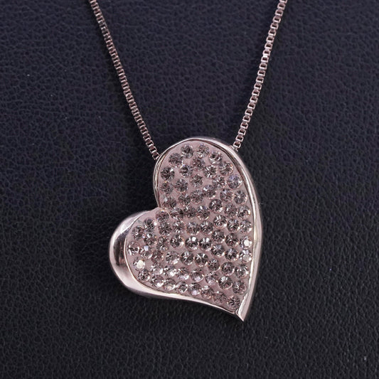 18”, vermeil rose gold Sterling 925 silver necklace cluster cz heart pendant