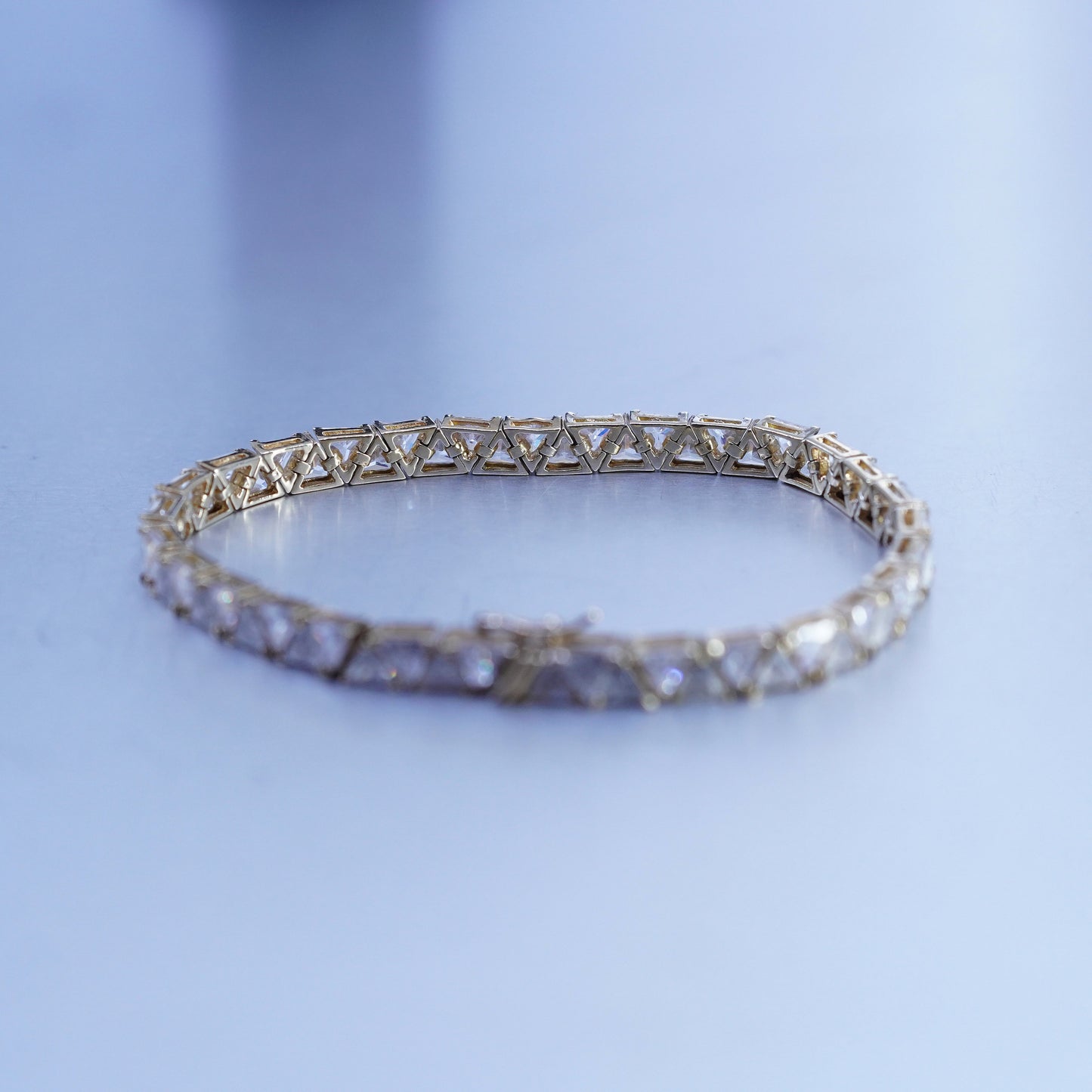7.25”, Italy vermeil gold filled Sterling 925 silver tennis bracelet chain cz