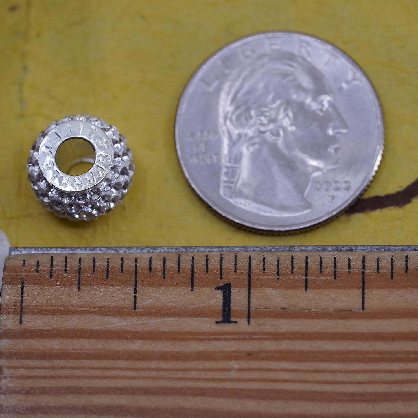 Vintage Sparkle Life Sterling 925 silver pendant bead charm with cluster cz