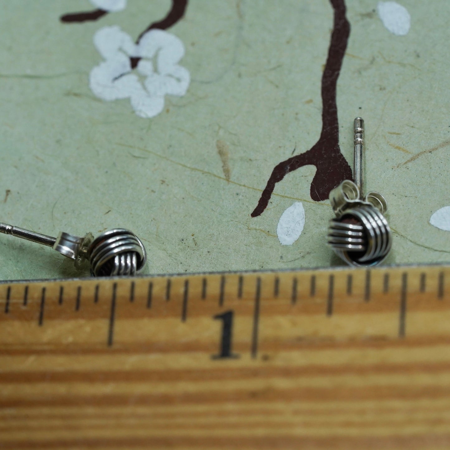 Vintage Sterling 925 silver handmade earrings, entwined cable studs