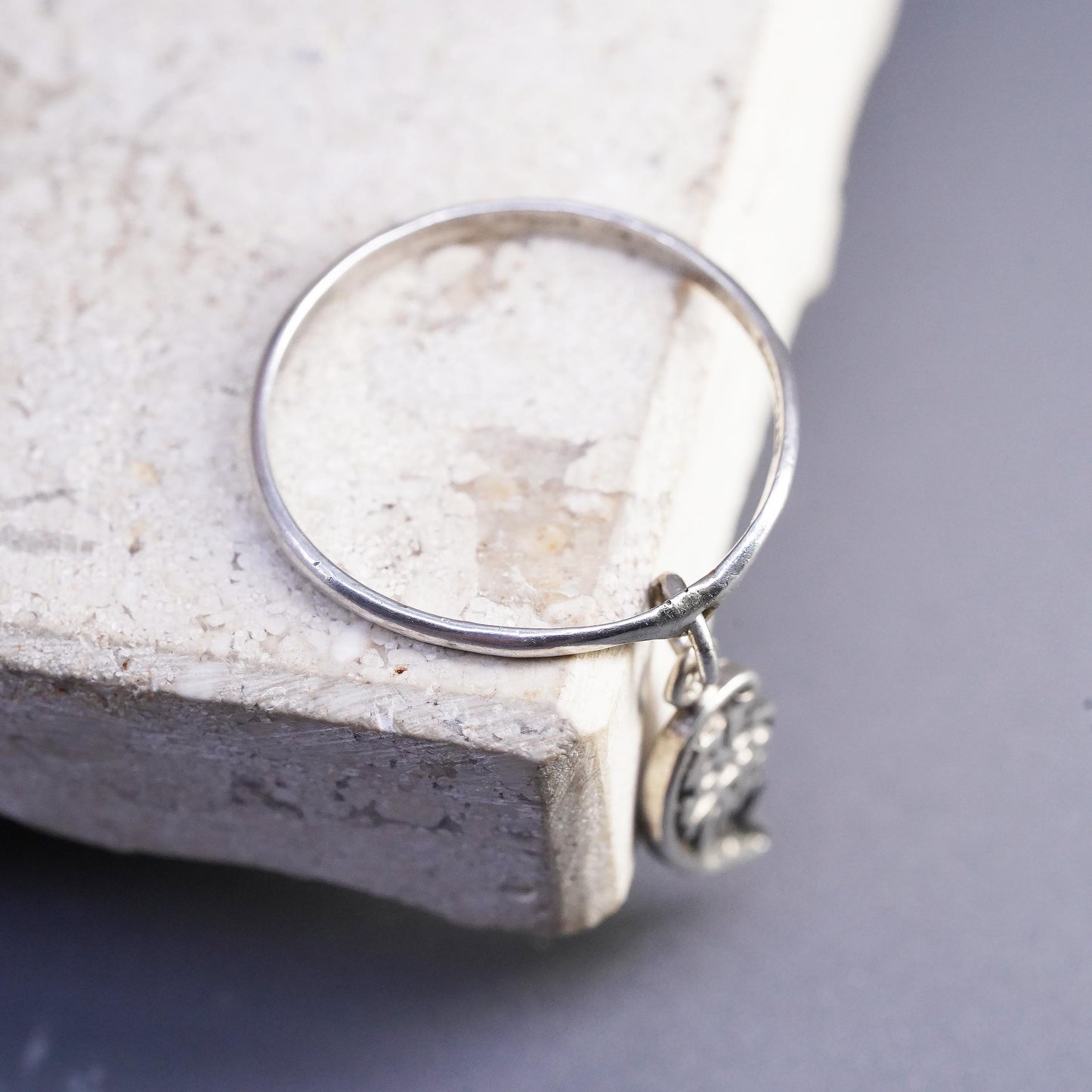 Size 7.25, Shube Sterling silver best friends BFF ring, 925 half heart charm