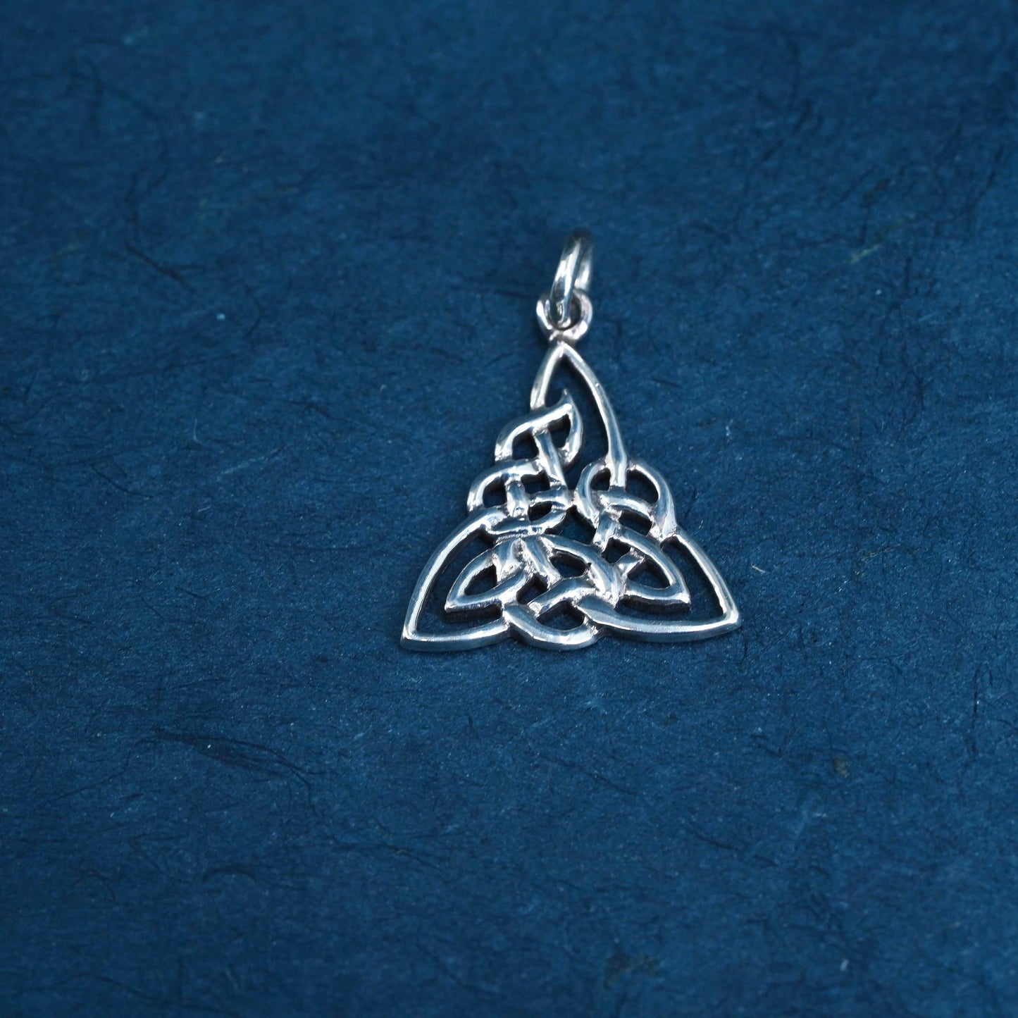 Irish Sterling silver handmade pendant, 925 Celtic knot triangular charm
