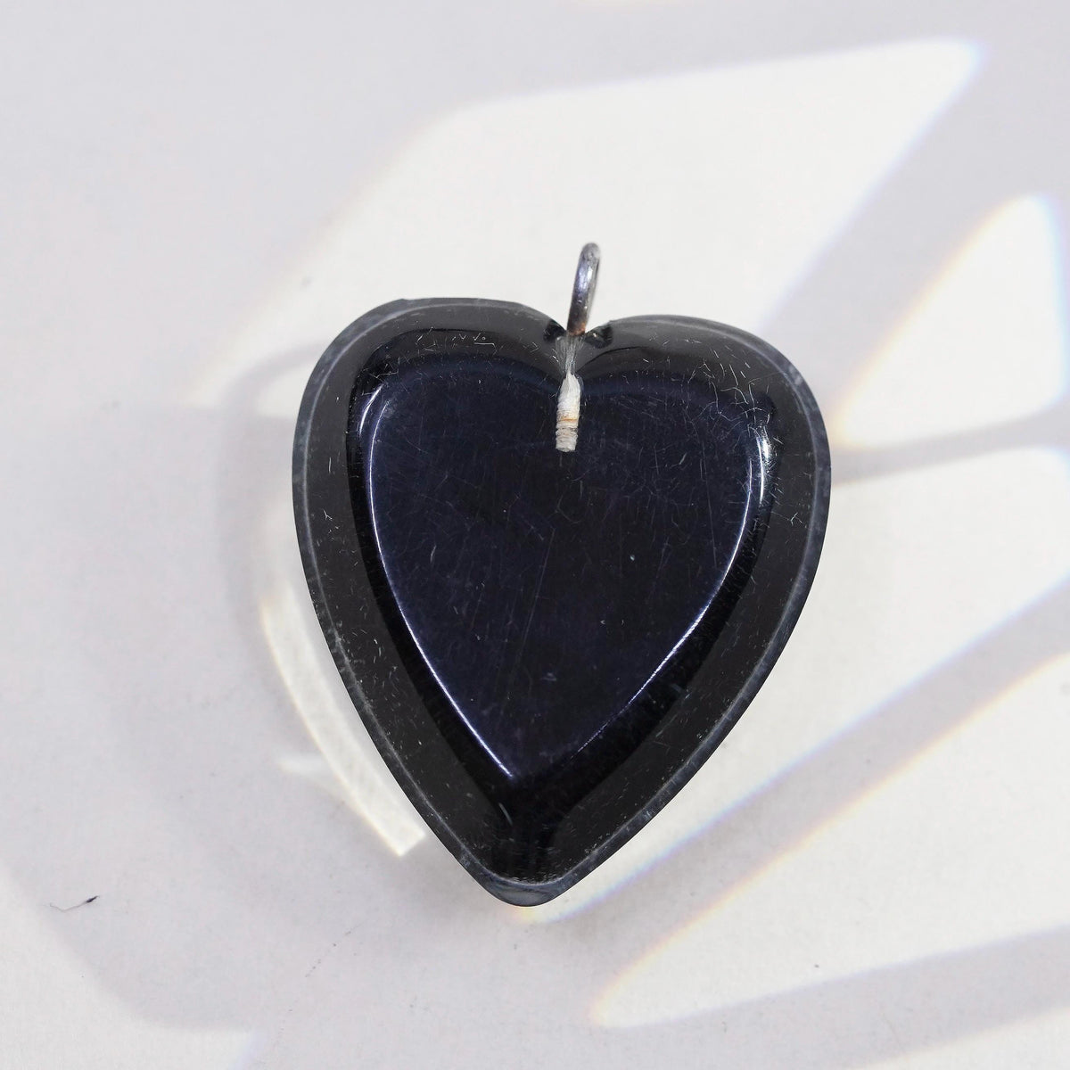 Vintage cameo girl black heart pendant