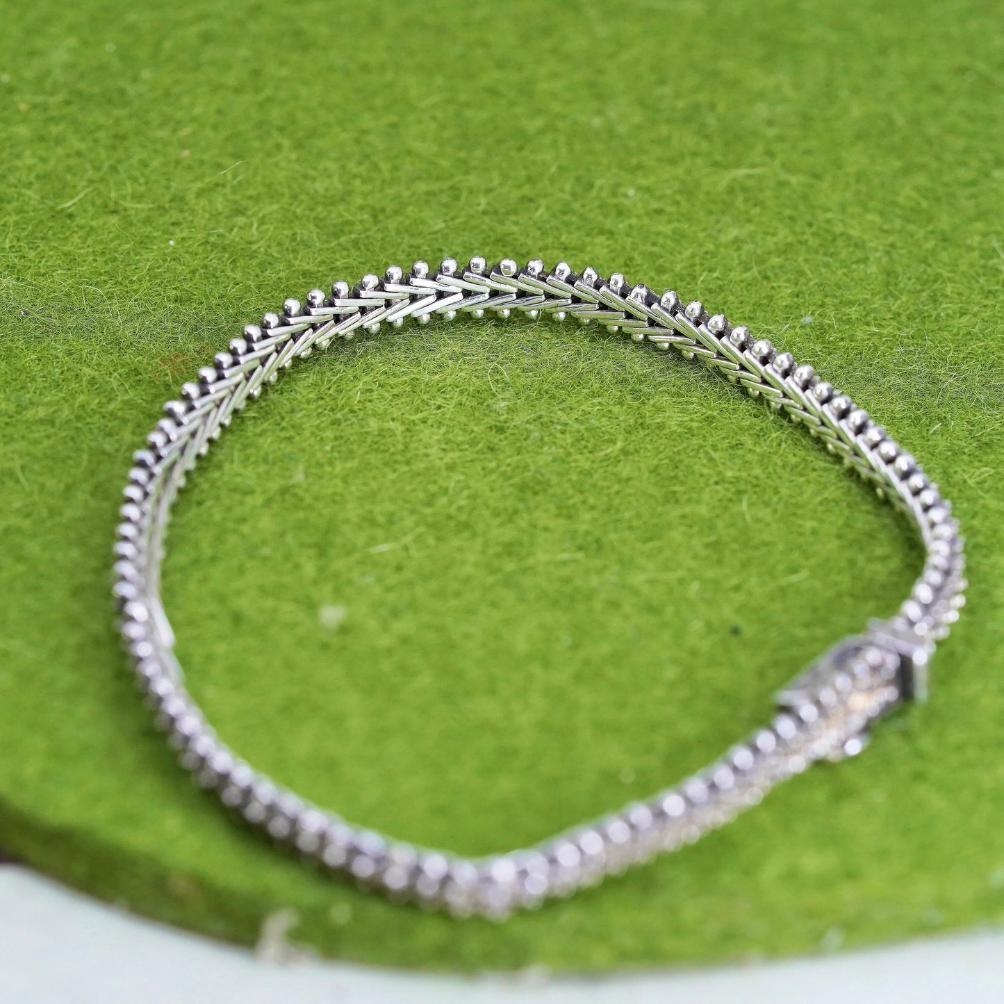 7” 5mm, sterling silver handmade bracelet, charm bracelet, 925 wheat link chain
