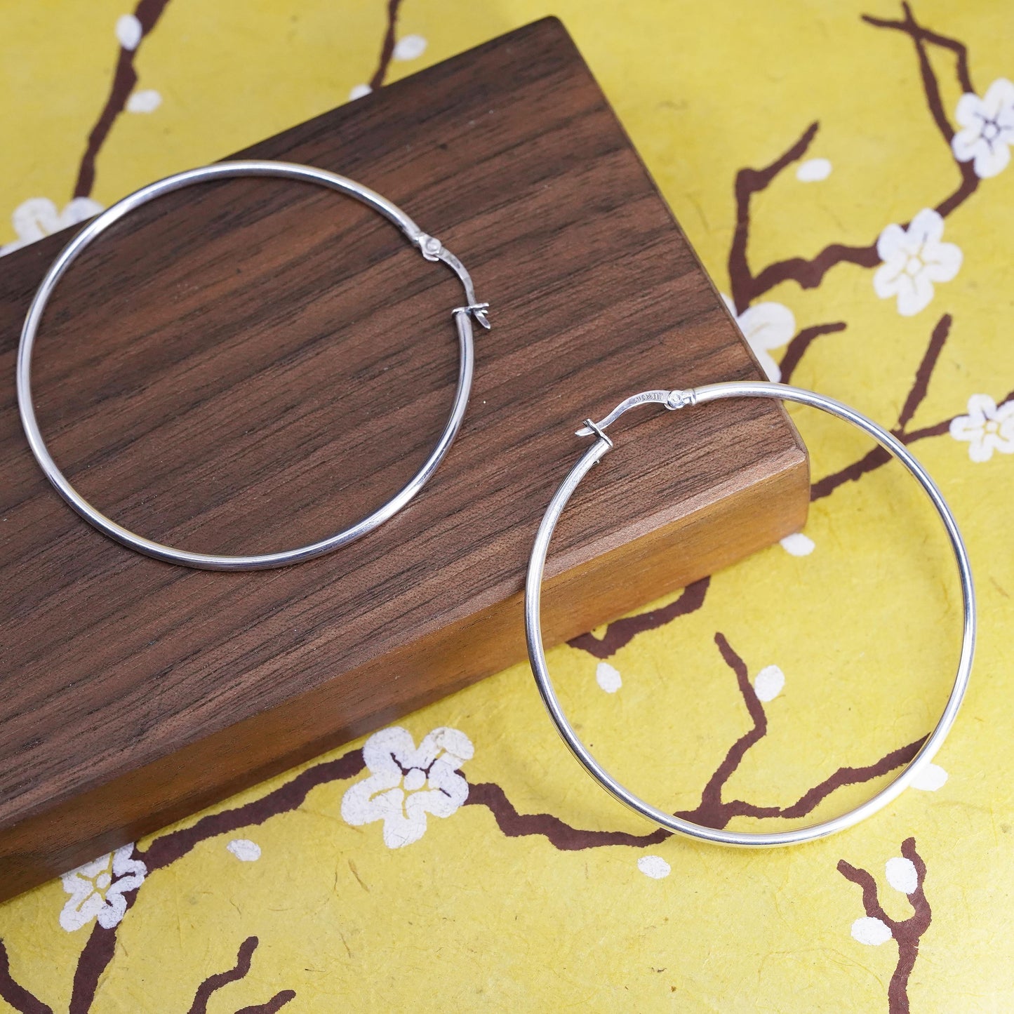 2", vintage Sterling silver handmade earrings, 925 hoops