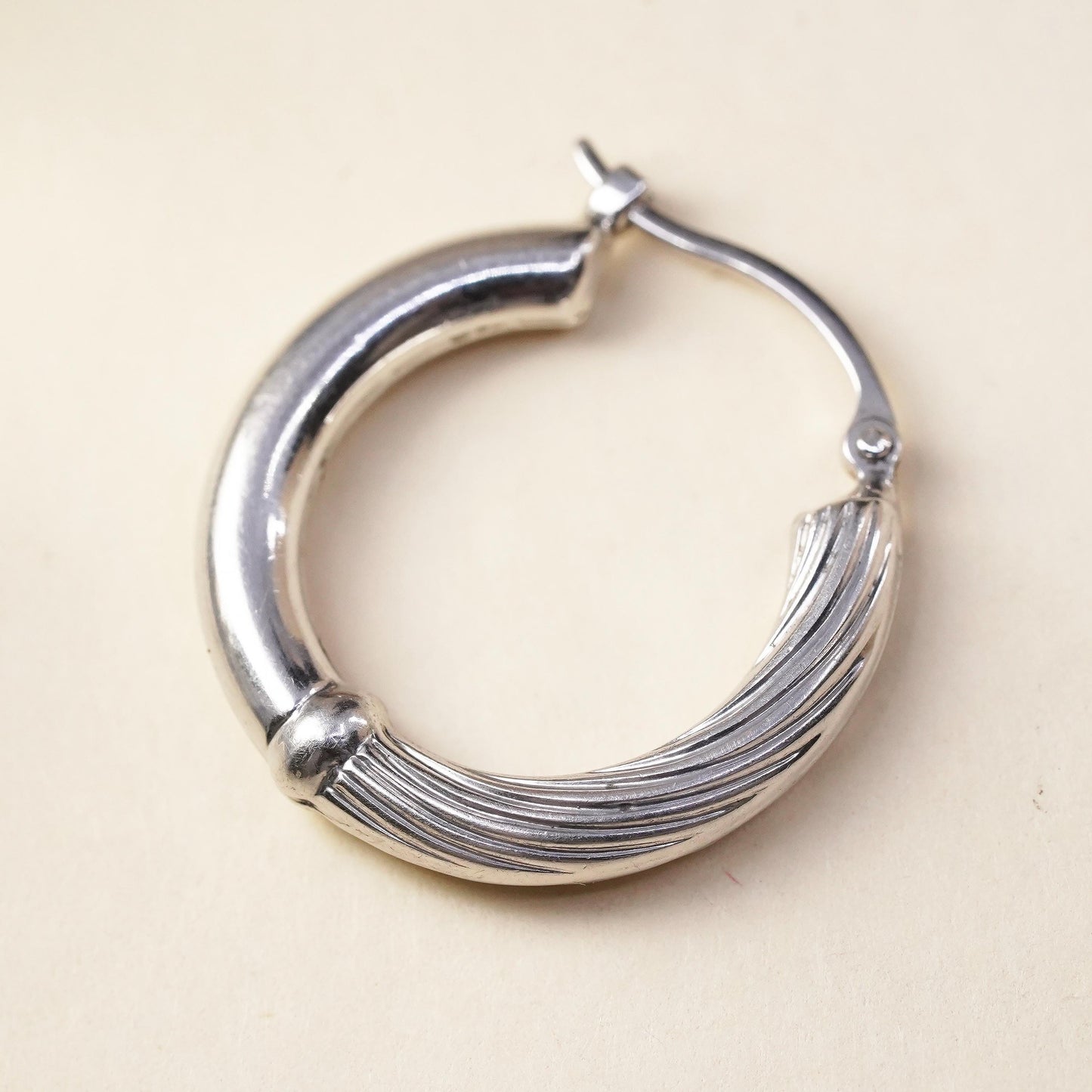 0.75", Vintage sterling 925 silver loop single earring, fashion primitive hoop