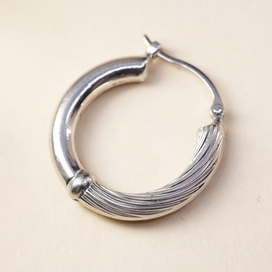 0.75", Vintage sterling 925 silver loop single earring, fashion primitive hoop