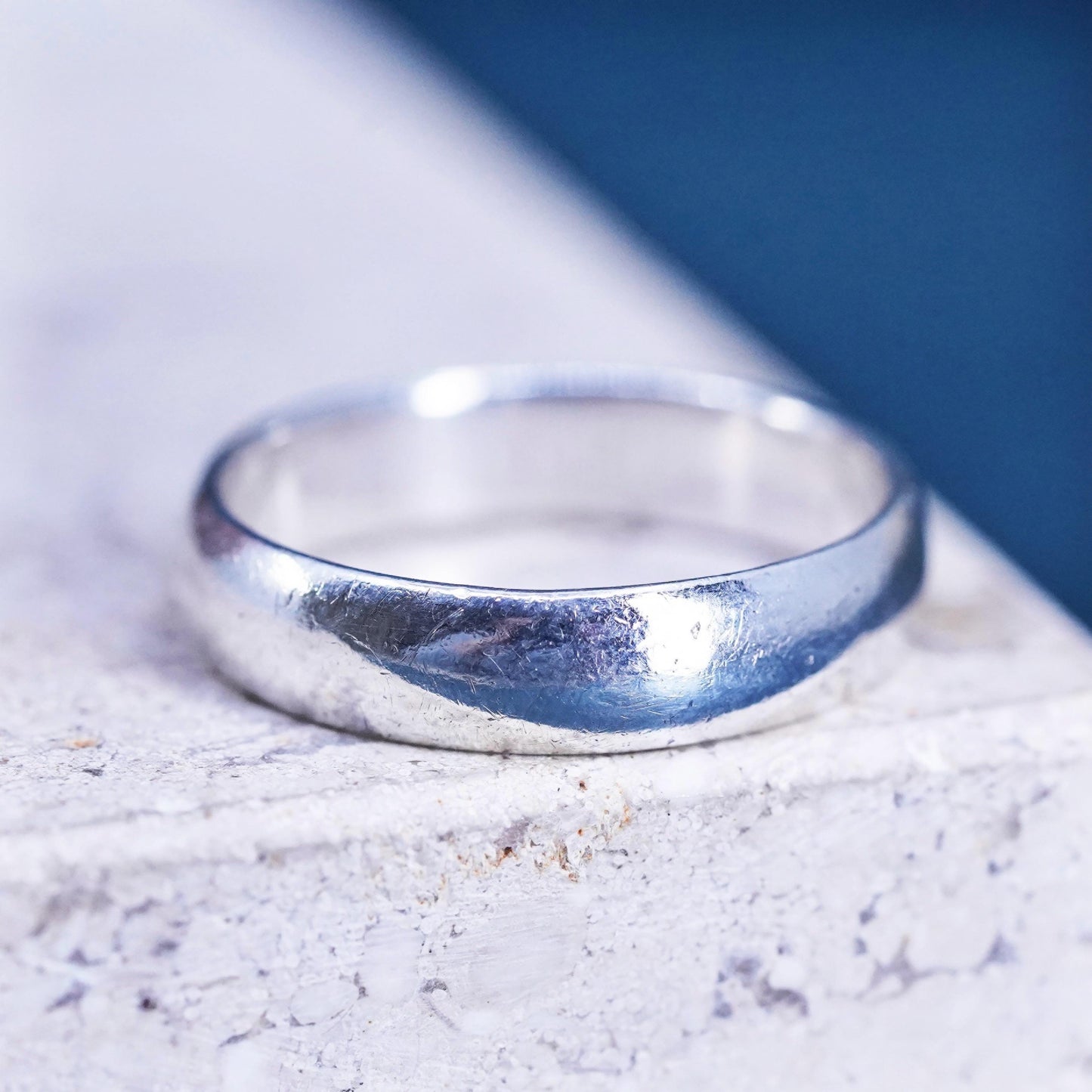 Size 8, vintage Sterling silver handmade ring, 925 wedding band