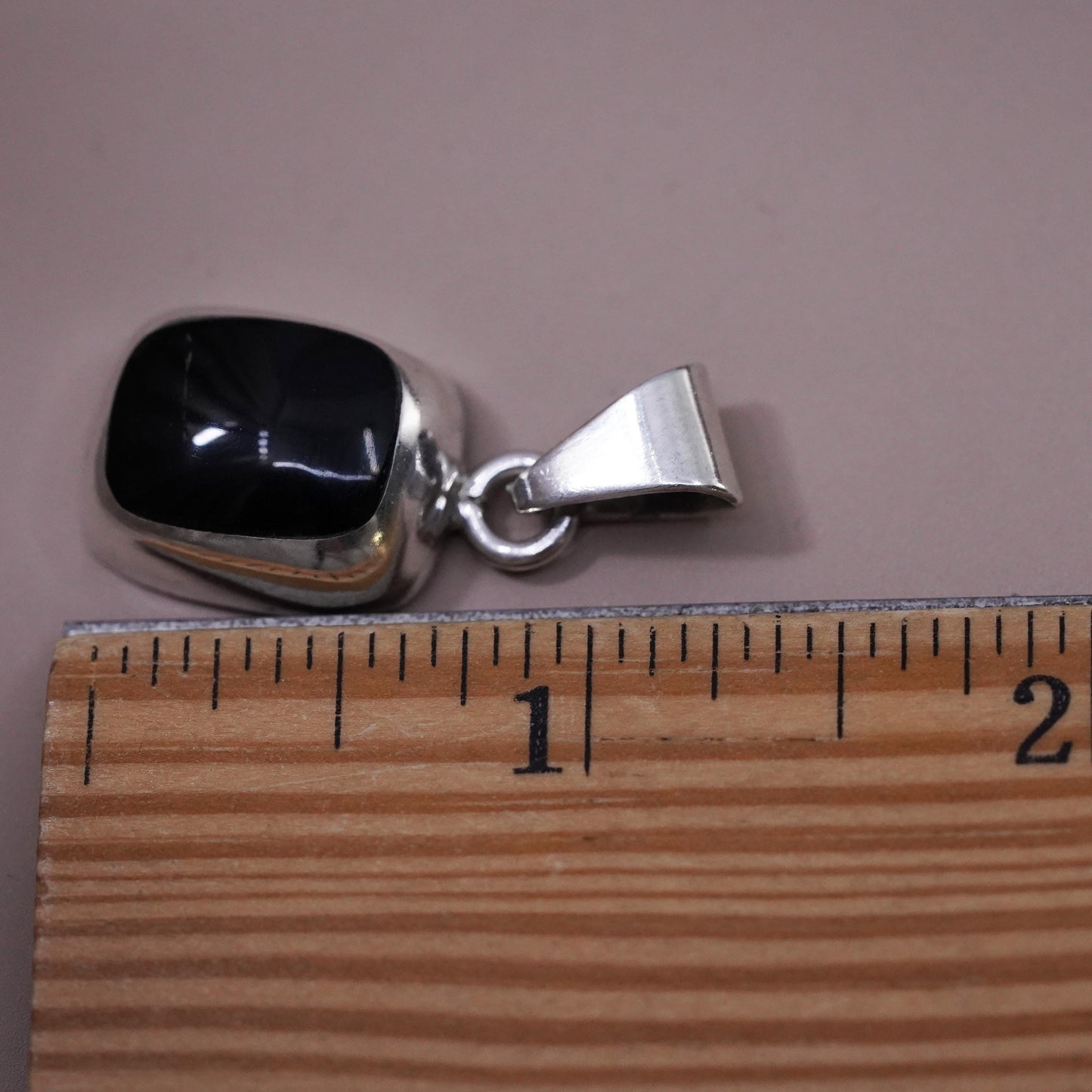 Vintage Mexican Sterling 925 silver handmade pendant with onyx inlay