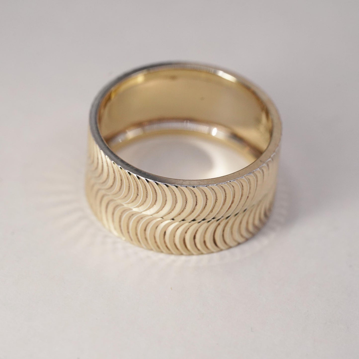 Size 8.5, vintage Turkey Vermeil gold over sterling silver textured band ring