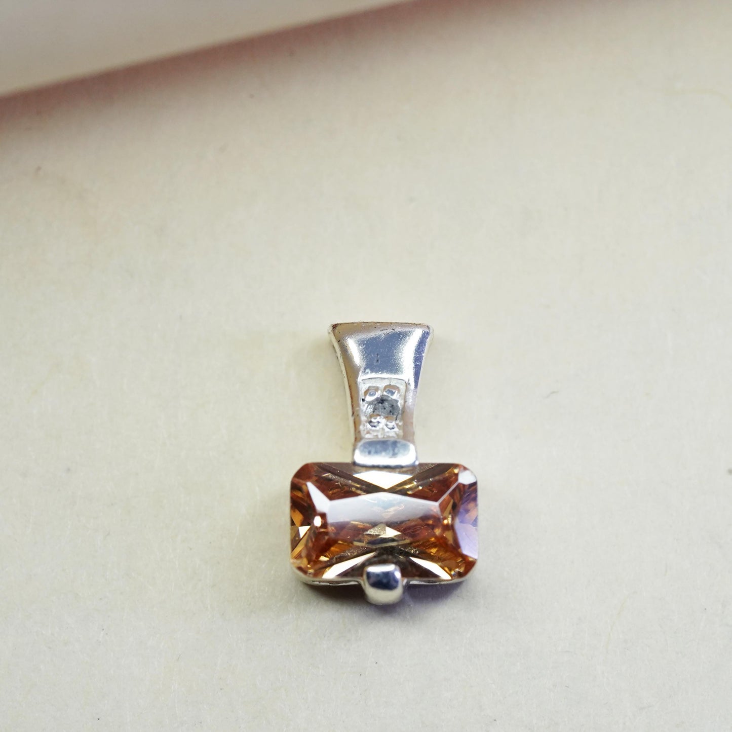 Vintage sterling 925 silver pendant with citrine and cz details