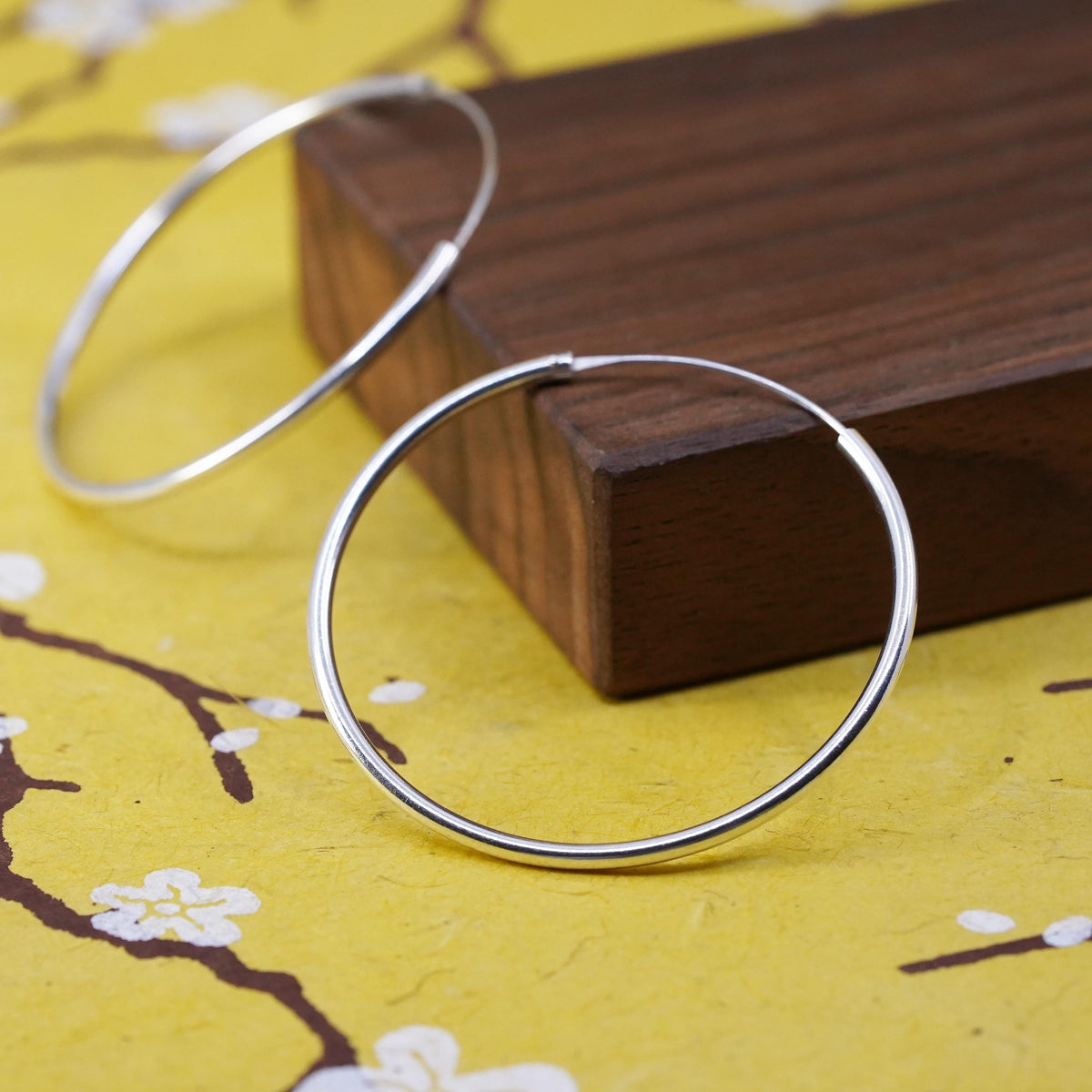 1.75", vintage Sterling silver handmade earrings, 925 silver hoops