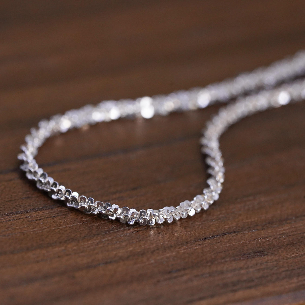 9.25+2” 2mm, Vintage Italian sterling silver handmade anklet, 925 twisted chain
