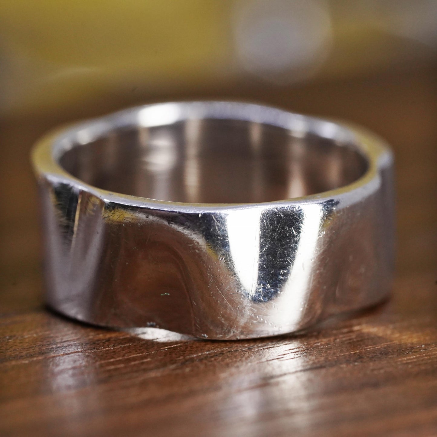 Size 9, vintage modern simple Sterling silver prayer ring, 925 wavy band