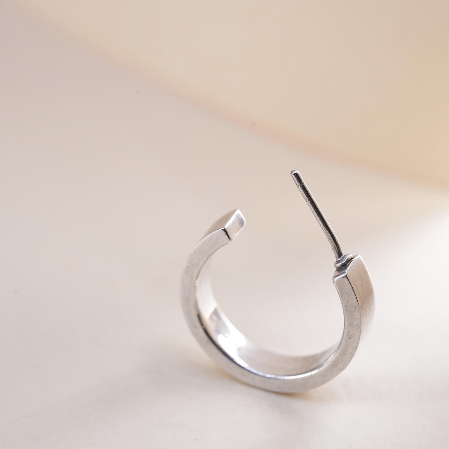 0.75", Vintage sterling silver single earring, fashion primitive hoop stud