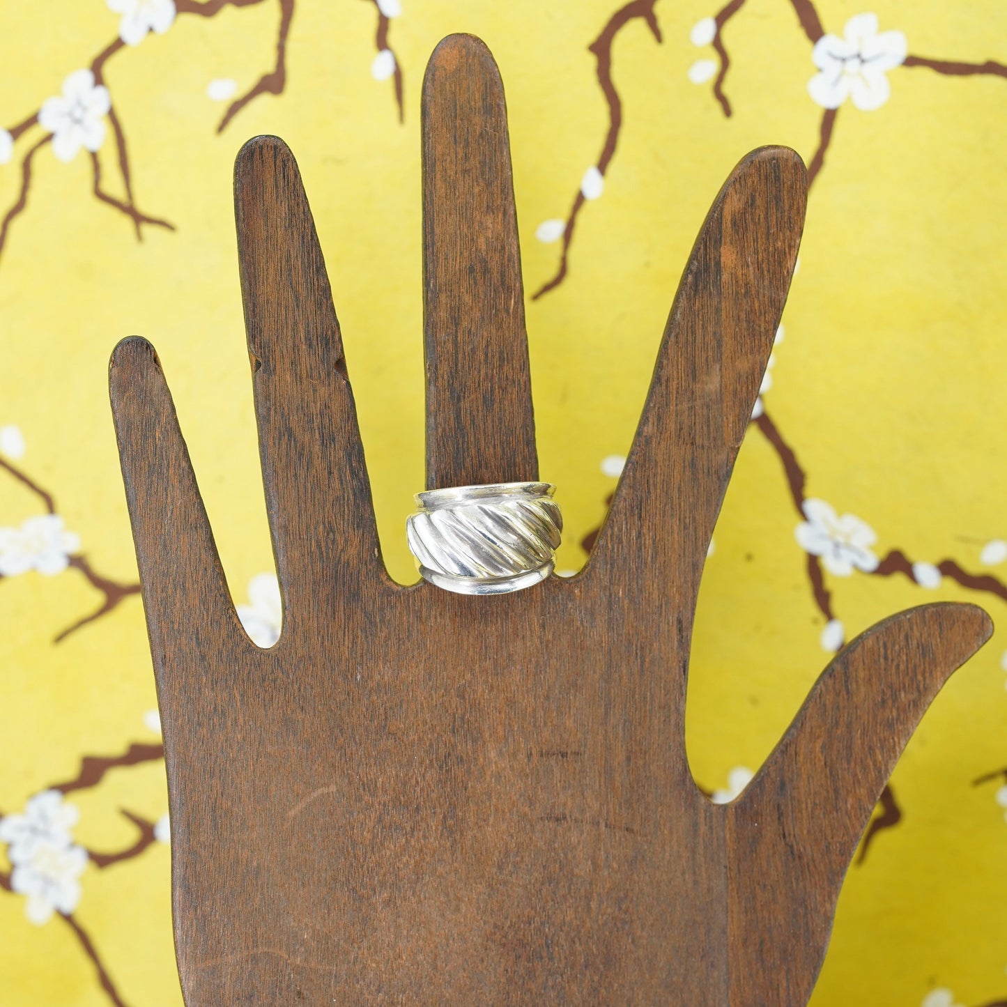 Size 7.25, Mexico sterling silver handmade ring, 925 ribbed band, minimalist
