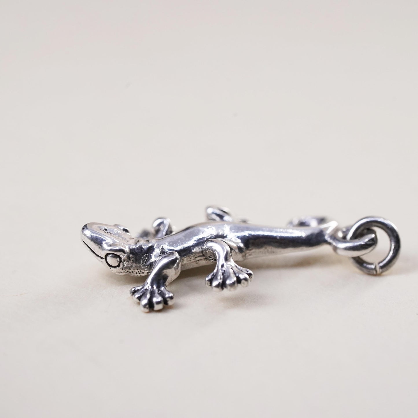 Vintage sterling silver charm, 925 handmade lizard pendant