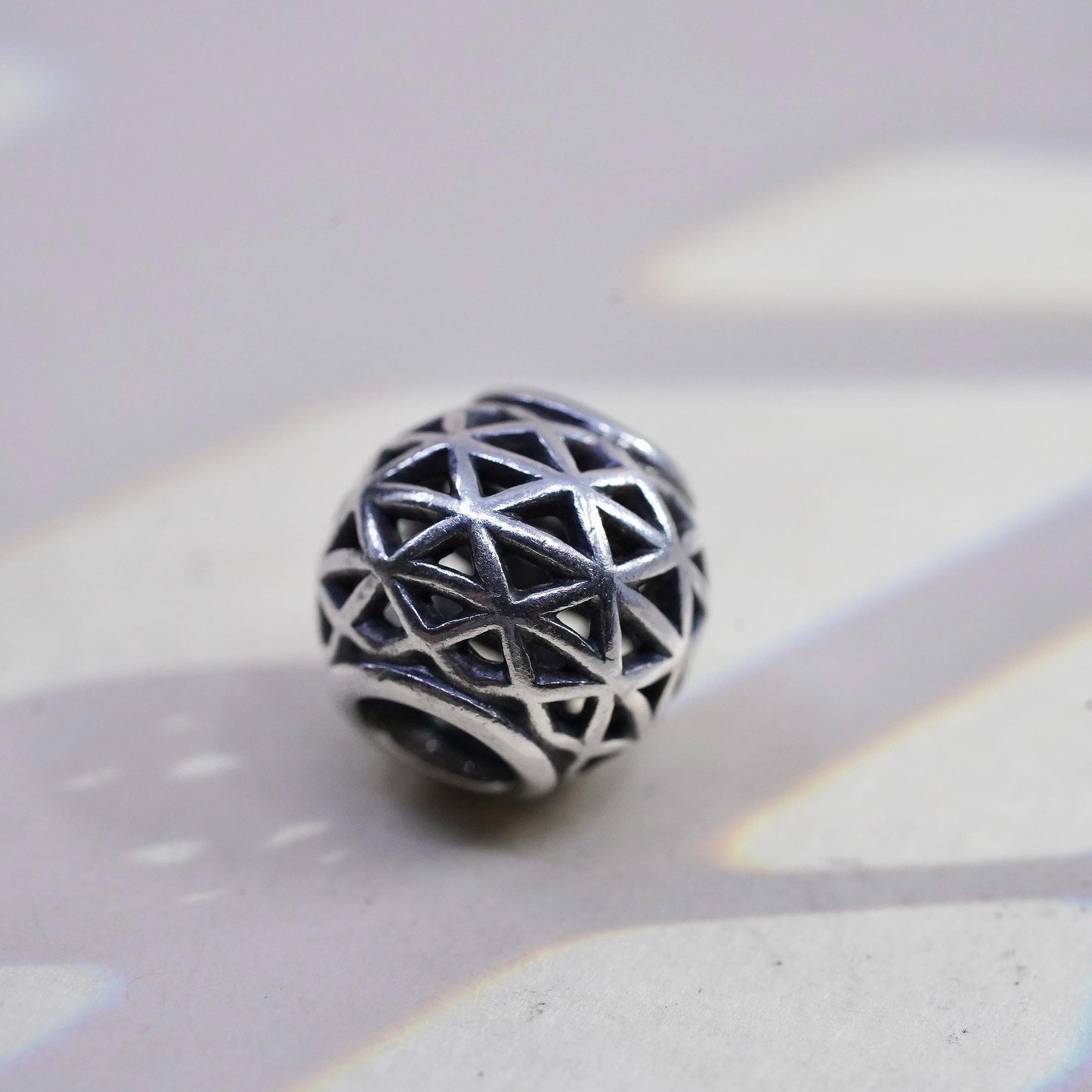 Vintage ALE Pandora sterling silver charm, 925 artisan filigree bead