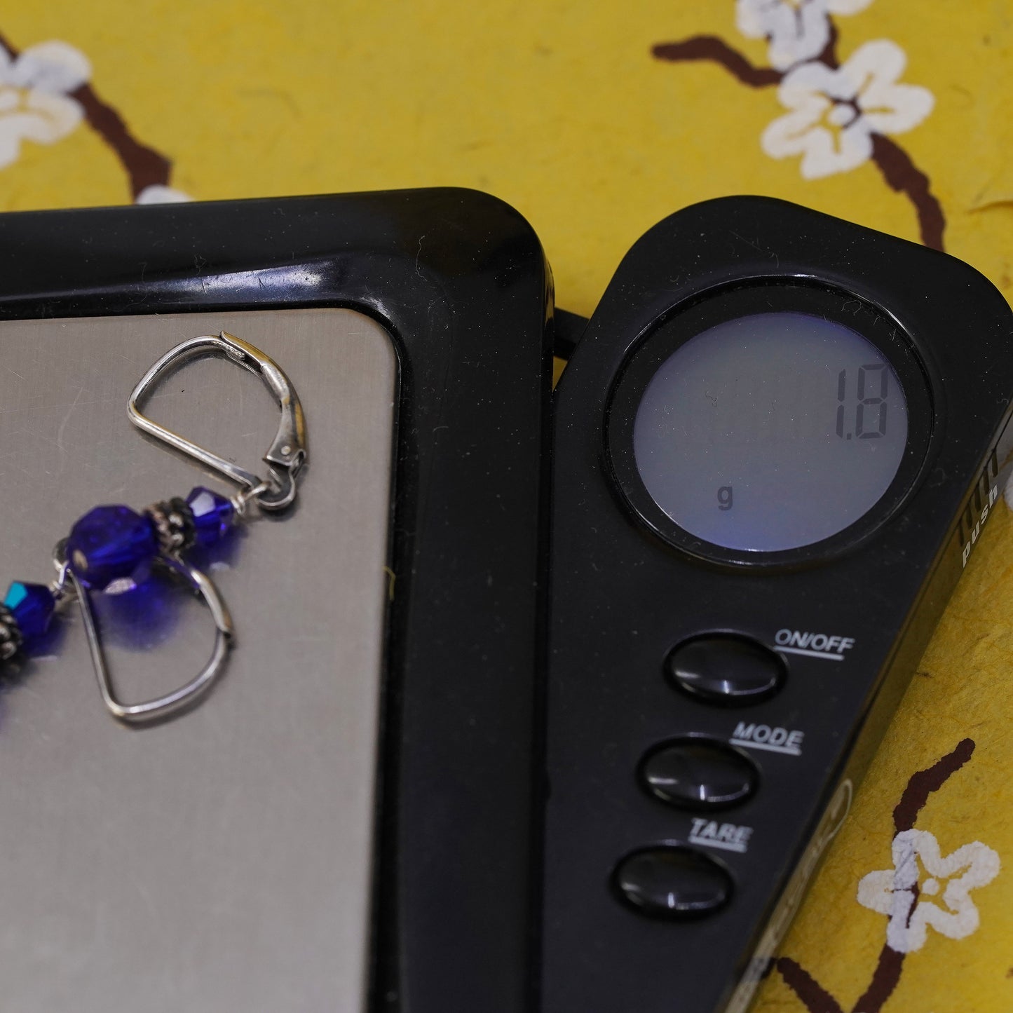 Vintage Sterling silver handmade earrings, 925 hooks with blue crystal beads