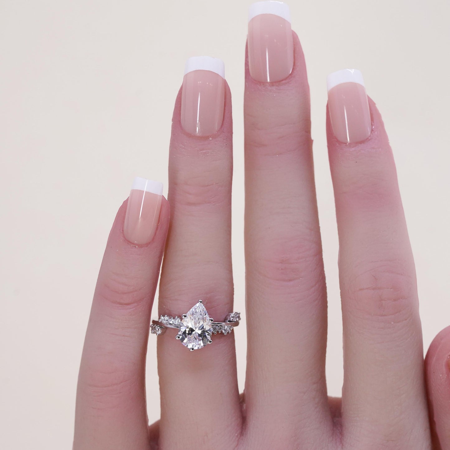 Size 5, Sterling silver ring, 925 silver with teardrop cut cz, engagement ring