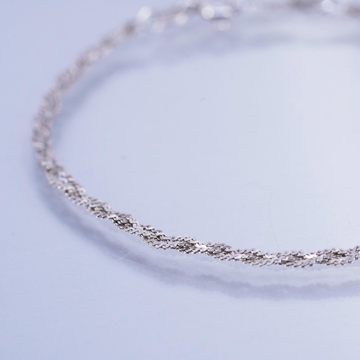 7.25”, 3mm, Vintage Italian Sterling 925 silver woven S link bracelet