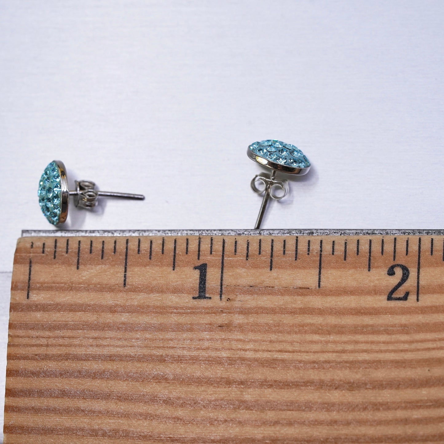 Vintage Sterling 925 silver cluster blue Cz studs, earrings