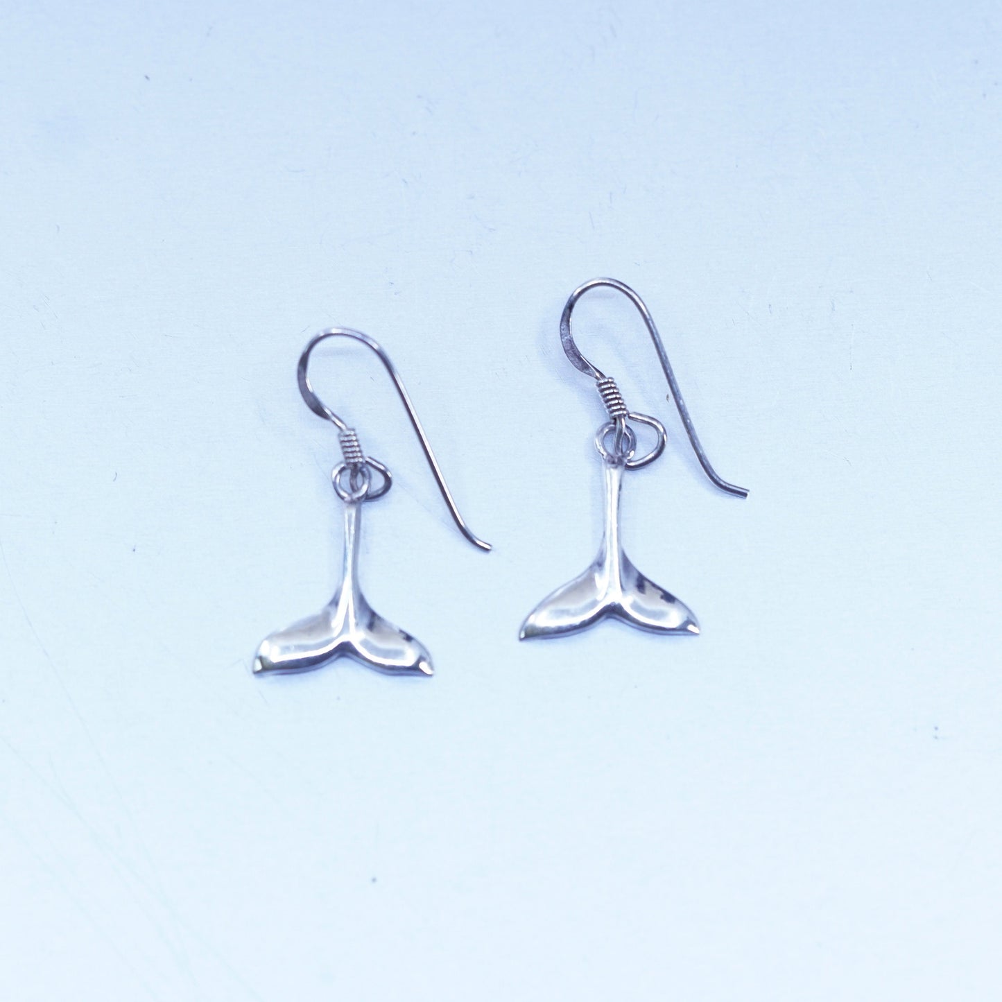 Vintage Sterling 925 silver handmade whale tail earrings