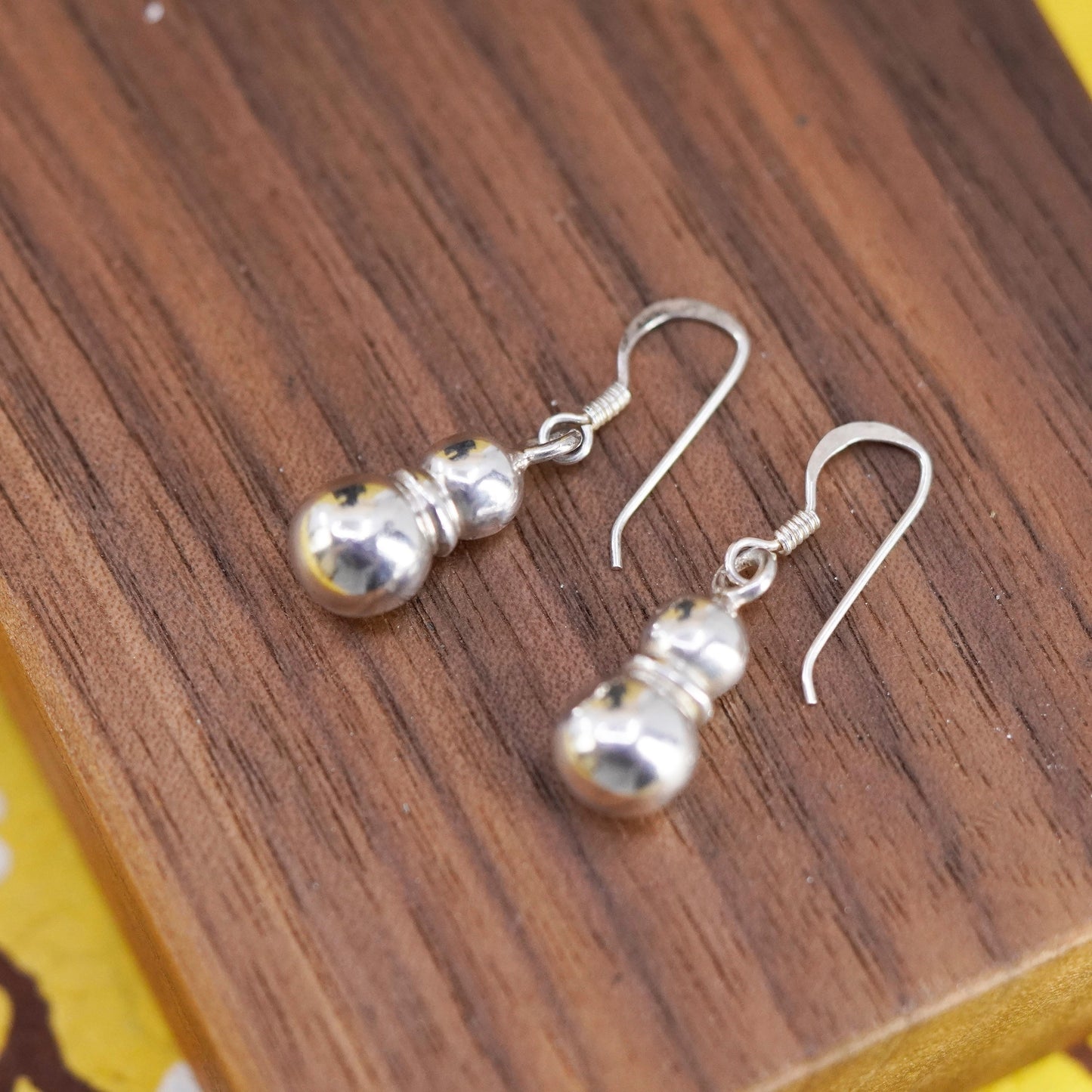 Vintage Sterling silver handmade earrings, 925 beads drops