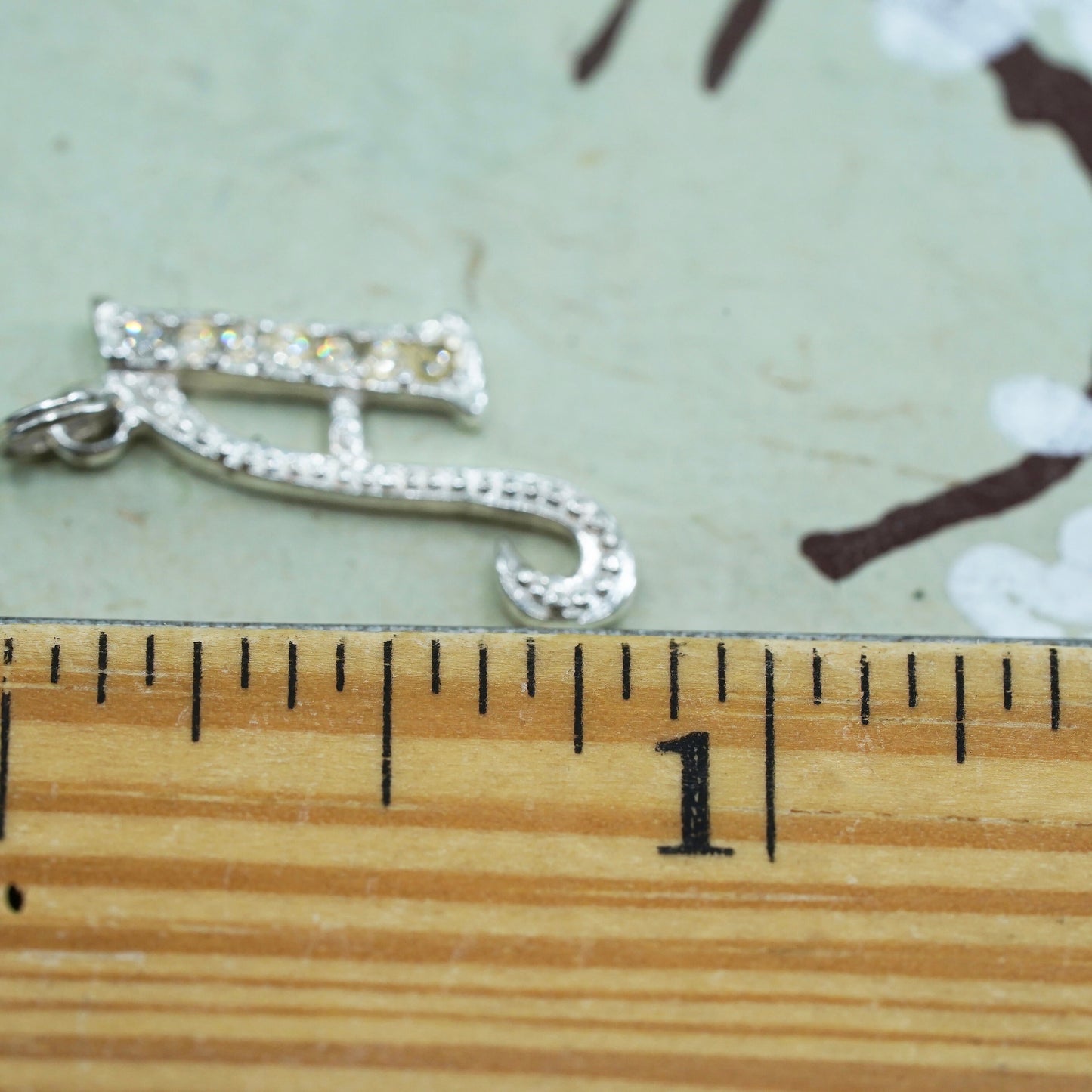 Vintage sterling silver handmade pendant, 925 letter “A” charm with cz