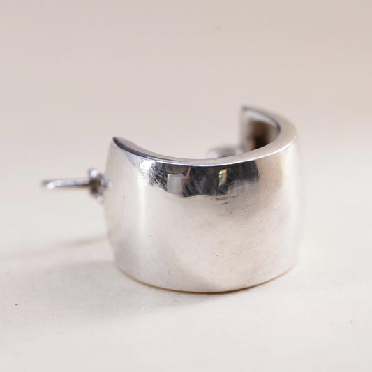 0.5”, Vintage sterling silver single earring, 925 huggie hoop