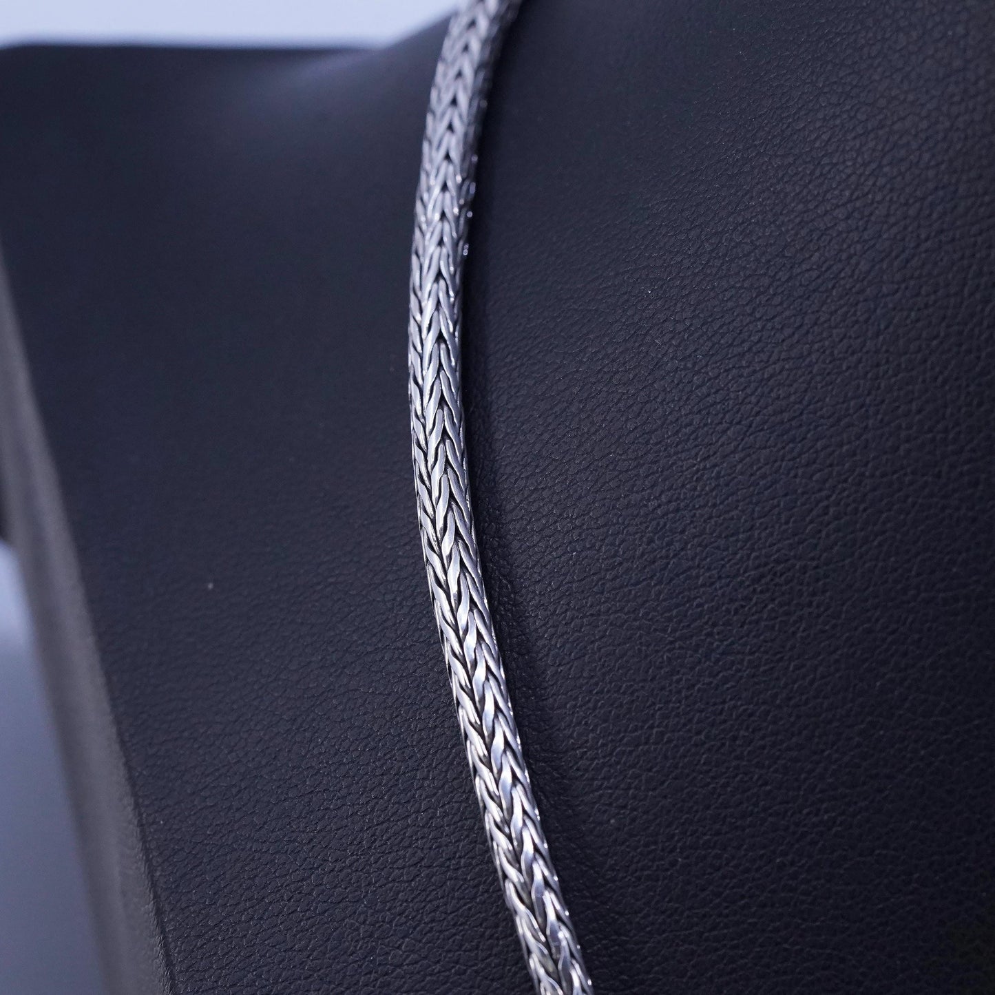 18” 3mm, vintage Sterling 925 silver handmade wheat chain necklace
