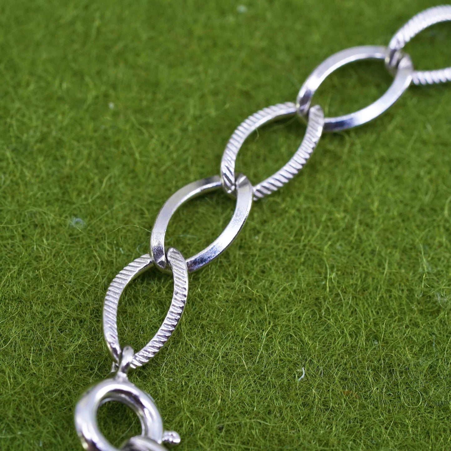 7”, Vintage milor sterling silver textured curb bracelet, bold 925 men’s chain
