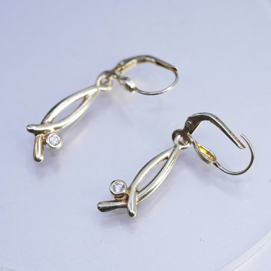 Vintage vermeil gold filled Sterling 925 silver earrings with Cz details