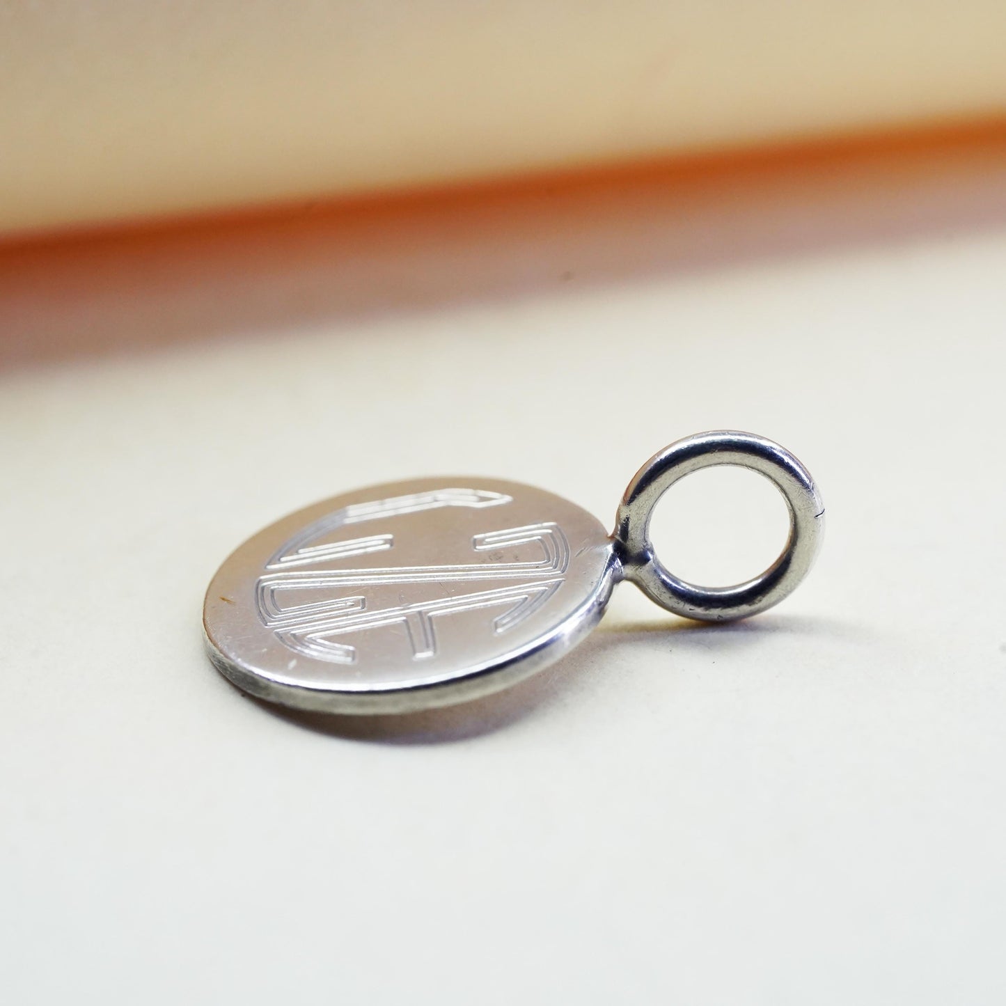 Vintage Sterling silver pendant, Mexico 925 name monogram, laser engraved GEZ