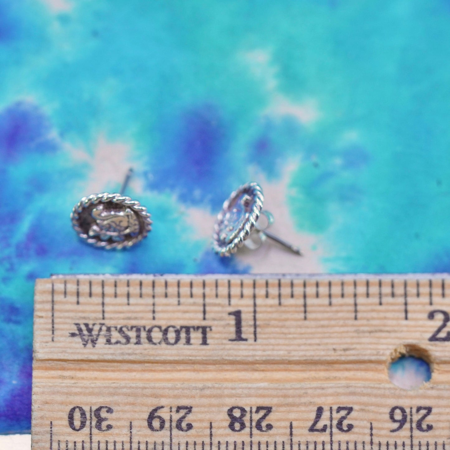 southwestern Sterling silver handmade earrings, 925 squirrel embossed studs